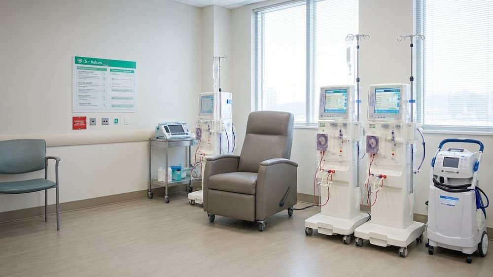 Dialysis treatment stations